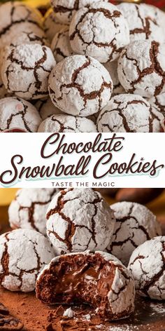 Chocolate Snowball Cookies for Winter Baking Joy Snowballs Cookies, Chocolate Snowball Cookies, Cozy Baking, Chocolate Snowballs, Winter Baking, Snowball Cookies, Melted Chocolate