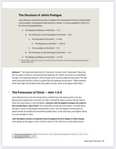 the structure of john's prologue worksheet with answers and examples