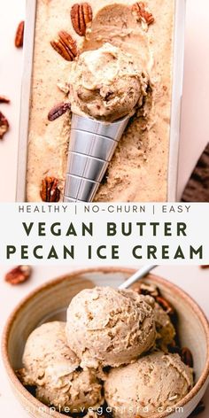 healthy no churn easy vegan butter pecan ice cream