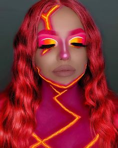 Lava Girl Makeup, Halloween Disney Makeup, Extreme Makeup Looks, Lavagirl Costume, Sfx Makeup Looks, Primer Tatcha, Photographic Makeup, Lava Girl, Uv Makeup