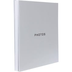 a white book with the word photos printed on it