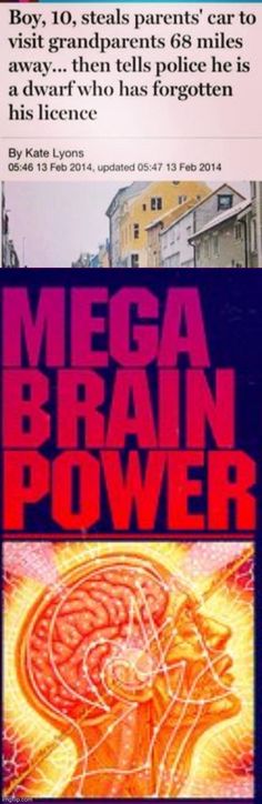 the book cover for mega brain power, which features an image of a man's head