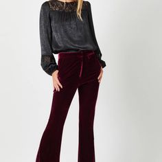 Velvet Flare Trousers Side And Back Pockets Zipper And Hook Button Closure Velvet Flare Trousers - Side And Back Pockets - Zipper And Hook Button Closure - Stretchy Velvet Flares, Flare Trousers, Pant Jumpsuit, Zipper, Pants For Women, Trousers, Velvet, Pants, Red