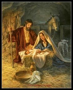 the nativity scene is depicted in this painting