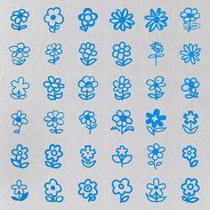 the blue flowers are drawn in different ways