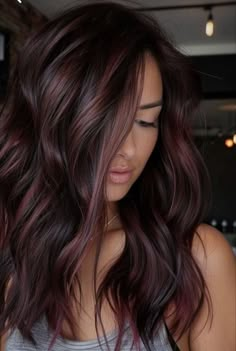 40+ Fall Hair Trends We’re Absolutely Loving for 2024 | HubPages Burgundy Hair Lowlights, Dark Hair With Some Color, Red Hair Color For Dark Hair, Brunette Hair For Summer 2024, Burgundy Balayage With Money Piece, Merlot Highlights On Brown Hair, Red Violet Money Piece, All Over Color For Dark Hair, Burgundy Hair With Dimension