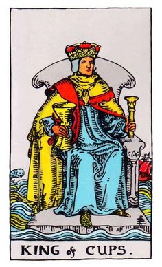 a tarot card with an image of a man sitting in a chair