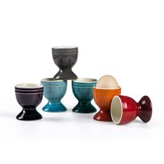 PRICES MAY VARY. Robust and Durable - Egg cup set is made of high temperature stoneware. Also, the amount of clay we need to make is increased by 15%, which will be more heat resistant and last longer. Can be used in Microwave up to 500°F.v Concise Design - This egg holder is as beautiful as it is functional. A glaze finish gives each item a unique finish that will look great. The clean glaze shows off the simple style and is a great choice for holiday gift giving. Perfect Sizes - The size of th Eggs Microwave, Half Boiled Egg, Ceramic Egg Holder, Egg Cups Holders, Ceramic Egg Cups, Vintage Egg Cups, Ceramic Egg, Porcelain Eggs, Soft Boiled Eggs