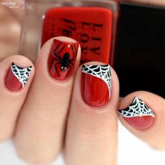 Nail Design Tutorial, Halloween Nails Easy, Unghie Nail Art, Nails Easy