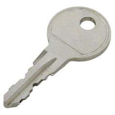 a metal key on a white background