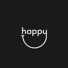 the word happy written in white on a black background with a smiley face drawn across it