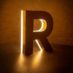 the letter r is lit up with light