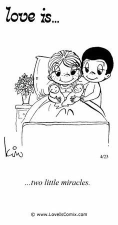 a black and white drawing of two children in bed