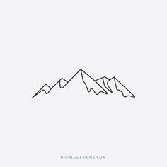 a line drawing of mountains on a white background with the words highdesigns com