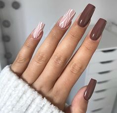 Nails November 2024, Fall Brown Nails, Chocolate Brown Nails, Cool Autumn, Lilac Nails, Casual Nails, Work Nails, Fall Acrylic Nails