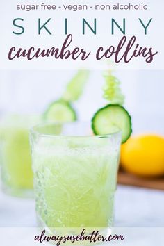 a glass filled with cucumber and lemon juice