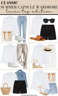 Classy Outfits For Hot Weather, Summer Travel Capsule Wardrobe, Capsule Wardrobe For Summer, Perfect Capsule Wardrobe, Classic Capsule Wardrobe, 2024 Outfits, Simple Summer Outfits, Summer Capsule