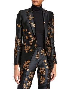 8c01a75941549a705cf7275e41b21f0ddesc52397707ri Slim Blazer, Party Mode, Woman Suit Fashion, Floral Blazer, Prom Outfits, Pants Suit, Suit Fashion, Looks Vintage