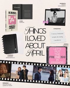 an advertisement for the movie friends i loved about april with pictures of people and books