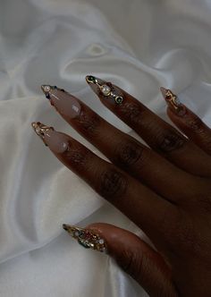 Nail inspo , nail design , exotic nails , glam nails , bling nails , gold nails, green nails , red nails , pearl nails , religious nails , cross nail art , colorful nails , 3d nails , nude nails , extra nails , cute nails , Bling Nails Gold, Religious Nails, Cross Nail Designs, Nail Art Colorful, Cross Nail Art, Extra Nails, Gold Acrylic Nails, Cross Nails, Vintage Nails