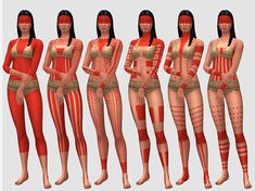 Red Body Painting, Sims 4 Cc Base Game, Sims 4 Cc Base, Animal Print Tattoo, Around The Sims 4, Sims Challenge, Sims 4 Tattoos, Die Sims 4, Native Tattoos