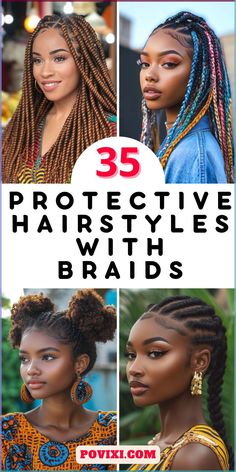 Explore a variety of protective hairstyles braids, featuring everything from intricate Bantu knots to elegant feed-in styles. Whether you prefer simple short twists or elaborate updos, these ideas are perfect for black women looking for an easy and chic hairstyle. Incorporate hair extensions or go natural with crochet braids for a versatile look. Unique Braids Hairstyles, Feed In Styles, Easy Summer Updos, Hairstyles Braids For Black Women, Elaborate Hairstyles, Trendy Fall Hair Color, Easy Braid Styles, Shaggy Bob Hairstyles, Chic Hairstyle