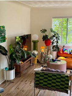 a living room filled with furniture and lots of plants