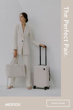 Metro Duffel in Ivory paired with the Carry On Plus in Desert Taupe Monos Luggage, Premium Luggage, Best Suitcases, Office Casual Outfit, Wardrobe Tips, Outfits Chic, Nice Style, Professional Outfits, Chic Fashion