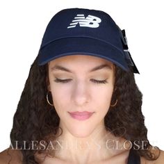 New Balance Hat Cap Baseball Team Navy Women 6-Panel Curved Brim Logo Adjustable Bundle & Save! We Carry A Wide Variety Of Hats In Our Closet! New With Tags! Size: One Size Breathable Cotton Twill Fabric Wicking Mesh Sweatband Adjustable Back Strap For A Perfect Fit Made In Vietnam Bill: 2.75"" Fabric: 100% Cotton Care: Do Not Machine Wash, Line Dry Made In Vietnam Black Baseball Hat, Corduroy Bucket Hat, New Balance White, American Flag Sweater, New Balance Blue, Sun Visor Hat, White Beanies, Pink Cap, New Balance Black