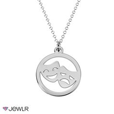 Celebrate your love of the theatre with this cinematic style! Featuring a cutout of two theatre masks in the center of a round 14mm disc pendant, this necklace is the perfect choice for anyone with a flair for the dramatic. It can be customized with any metal of your choice for an added personal touch. It's a great way to treat yourself or someone special, and makes a fabulous gift for someone you love! A Flair For The Dramatic, Music Note Necklace, Theatre Masks, Mask Necklace, The Theatre, Mens Engagement, Friend Necklaces, Disc Pendant, Disc Necklace