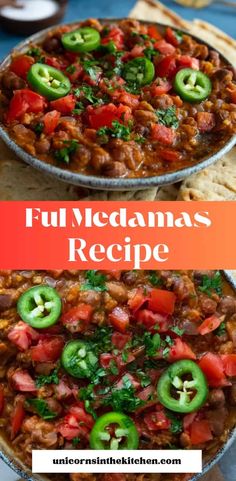 two pans filled with mexican food and the words full meals recipe on top of them