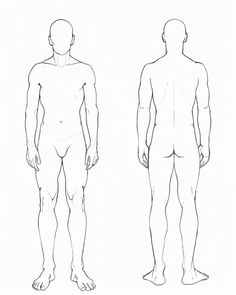 an outline drawing of a man's body and the side view of his torso