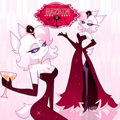 two cartoon characters holding wine glasses in front of a sign that says hazn hotel