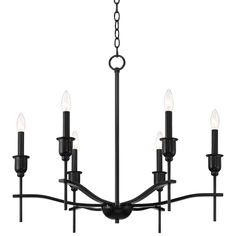 a chandelier with five lights hanging from it's center and four arms