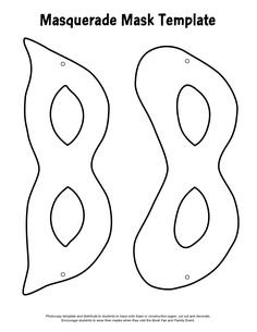 the mask template for masquerade masks is shown in black and white, with an oval