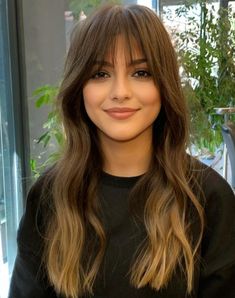 Trendy Straight Wispy Bangs Messy Wavy Hair, Layered Haircuts With Bangs, Straight Bangs, Long Hair With Bangs, Trendy Haircuts, Long Wavy Hair, Short Hair With Bangs, Haircuts With Bangs