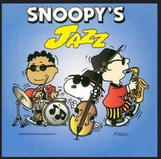 snoopy's jazz album cover with cartoon characters playing instruments