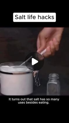 a video demonstrating salt life hacks in front of a black background with the caption it turns out that salt has so many uses besides eating