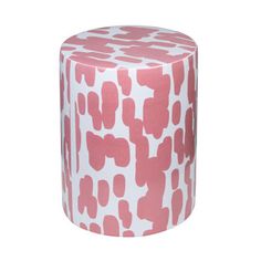 a pink and white patterned stool