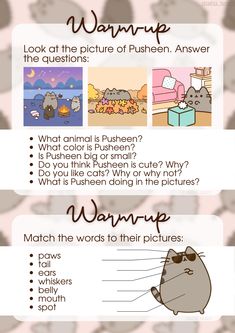 an animal quiz with pictures and words on the front, side and back sides of it