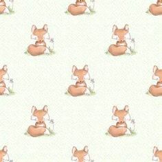 a pattern with an image of a baby fox laying on the ground