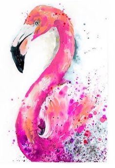 a painting of a pink flamingo in watercolor