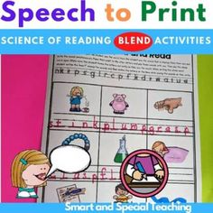 a book with words and pictures on it that says,'speech to print science of reading