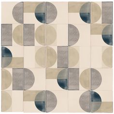 A tile layout including tiles with a semi-circle Eclipse pattern and a rectangular shape from Smink Studio's After Lowry range. Printed Tiles, Eclipse Design, Moon Texture, Entry Tile, Abstract Tile, Printed Tile, Kitchen Backsplash Designs, Modern Tiles, Brick Flooring