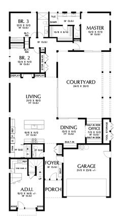 the first floor plan for this house shows the living area and dining room, as well as