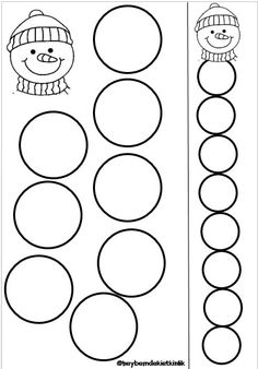 the printable worksheet for preschool to learn how to make snowman faces