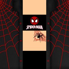 the spider - man logo is on top of a black and red web