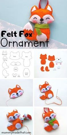 felt fox ornament with instructions to make it