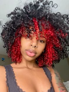 Sizzling Red Highlight Ideas for Every Hair Length Underdye Hair, Peekaboo Hair Colors, Peekaboo Hair, Red Curly Hair