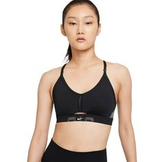 Women's Nike Black/Grey Air Dri-Fit Indy Cutout Sports Bra Size: M.  Gender: female.  Age Group: adult. Wireless Sports Bra, Padded Sports Bra, Racerback Sports Bra, Black Sports Bra, Sports Bra Sizing, Nike Outfits, Womens Activewear, Nike Black, Active Wear For Women